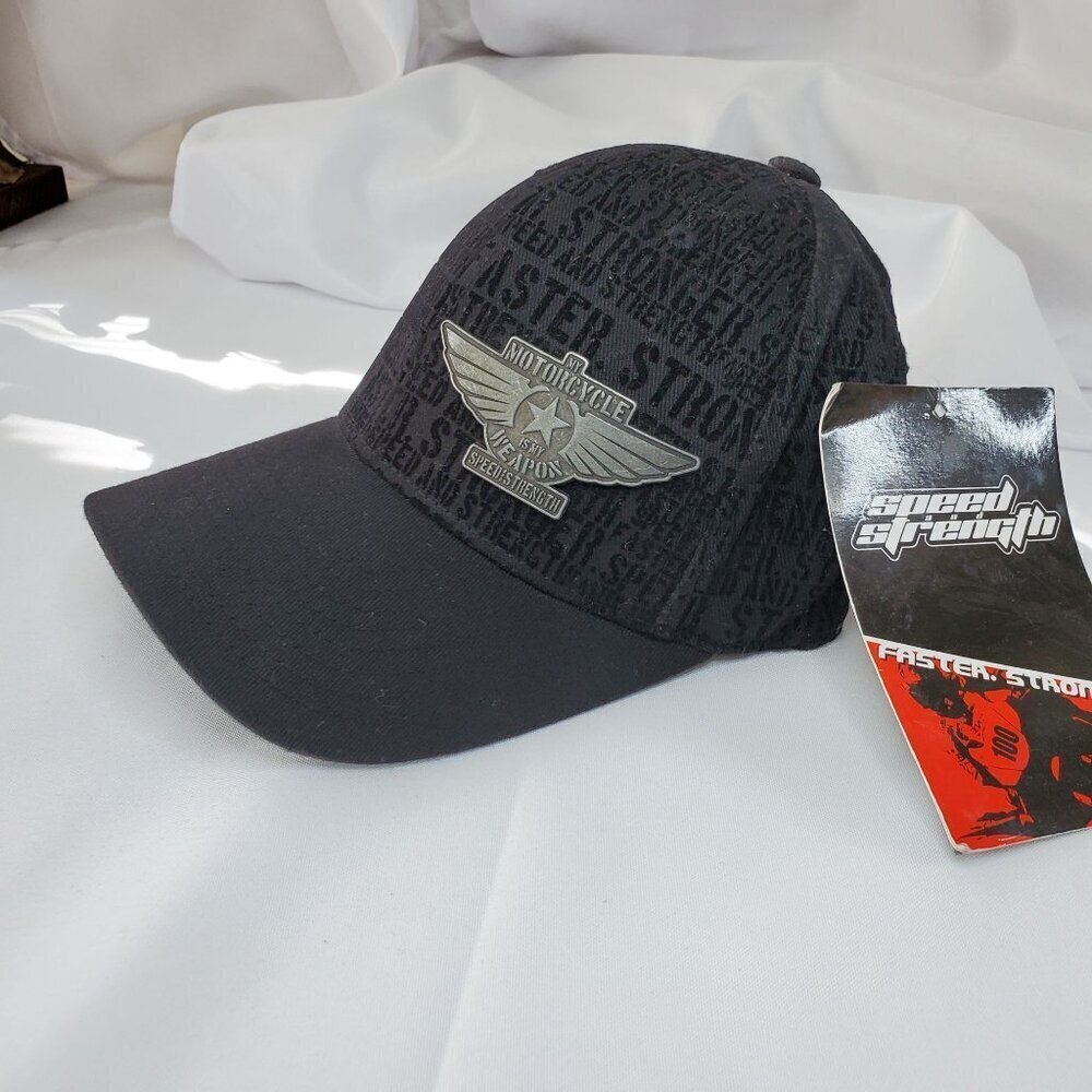 Black Flexfit Cap "My Motorcycle Is My Weapon" Hat S/M Speed And Strength NWT - Picture 9 of 9